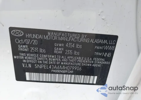 2021 Hyundai Sonata Sel from USA, damaged, VIN 5NPEL4JA6MH079906